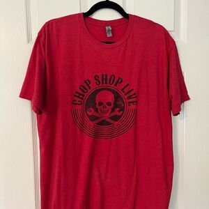 Women’s “CHOP SHOP LIVE” logo’d Next Level Apparel Red Short Sleeve Tee